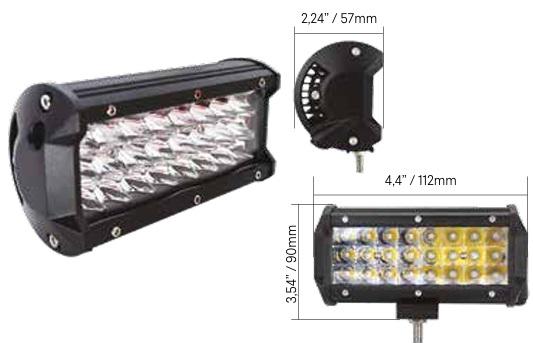 FAROL DE MILHA AUX. RETANGULAR 23 LEDS 72W CINOY