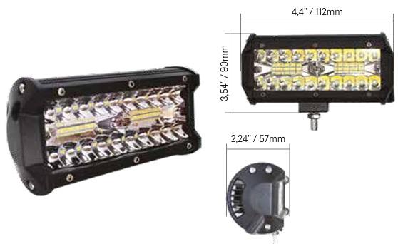 FAROL DE MILHA AUX RETANGULAR 40 LEDS 120W CINOY