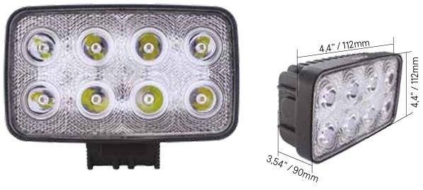FAROL DE MILHA AUX RETANGULAR 8 LEDS 24W CINOY