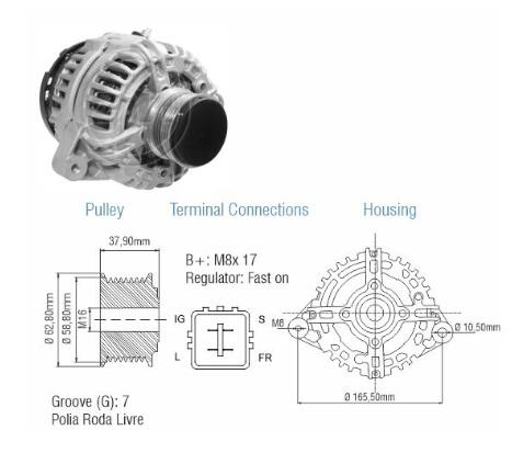 ALTERNADOR 12V (CW) 80A KCB1 TOYOTA HIACE HILUX