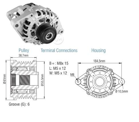 ALTERNADOR 12V (CW) 100A SG10 GM S10