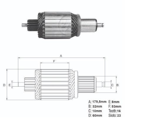 INDUZIDO 12V 4KW 16 DENTES FORD TRATOR JOHN DEERE