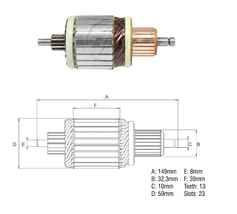 INDUZIDO 12V 2,5KW 13 DENTES CITROËN JUMPER FIAT