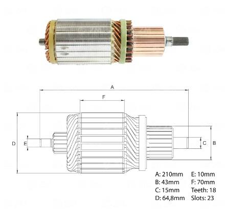 INDUZIDO 12V 18 DENTES CATERPILLAR JOHN DEERE
