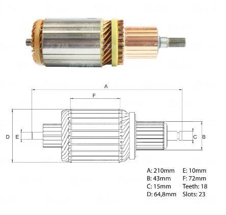 INDUZIDO 24V 5,5KW 18 DENTES CASE 1080 CATERPILLAR