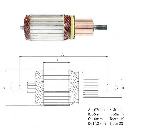 INDUZIDO 12V 2,2KW 19 DENTES KIA BESTA TOYOTA