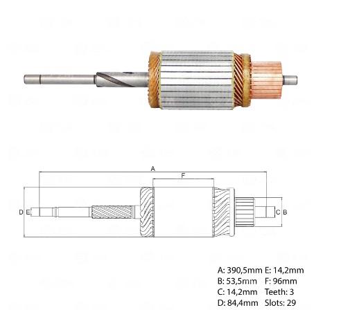 INDUZIDO 12V 4,5kW DELCO REMY MOTOR DE PARTIDA 37M