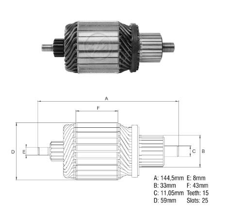 INDUZIDO 12V 3,0KW FORD CARGO AGRALE 7500 GM S10