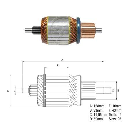 INDUZIDO 12V 4,0KW FORD CARGO CATERPILLAR 3114