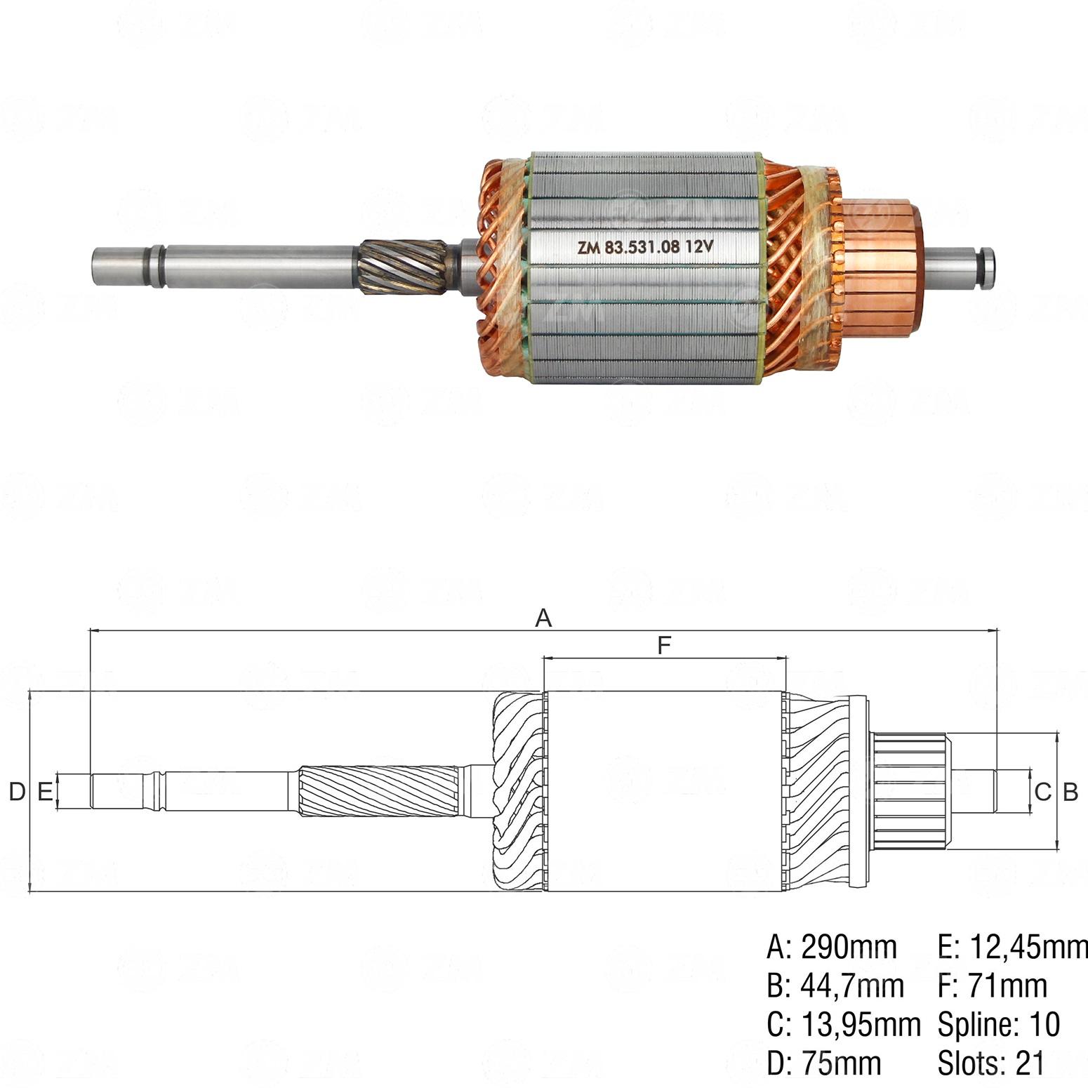 INDUZIDO 12V 2,4KW FIAT DUCATO PEUGEOT 504 FORD MB