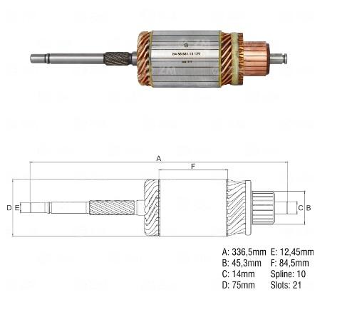 INDUZIDO 12V 3,0KW BOSCH MOTOR DE PARTIDA IF