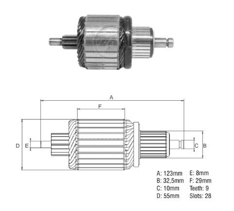 INDUZIDO 12V 1,1KW FORD COURIER TOYOTA COROLLA