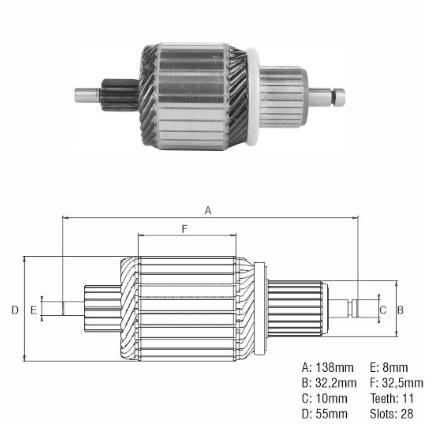 INDUZIDO 12V 1,1KW GM OMEGA