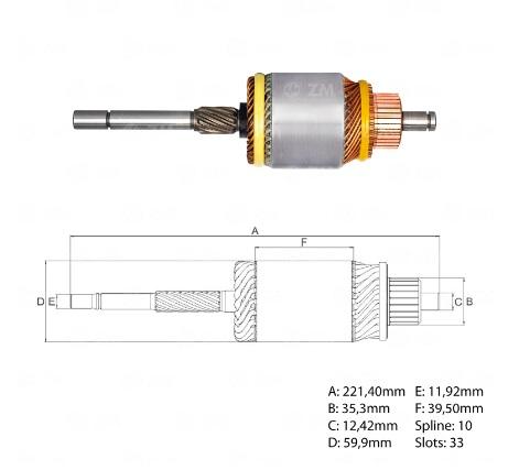 INDUZIDO 12V 0,8KW VW GOL FIAT FIORINO GM CHEVETTE