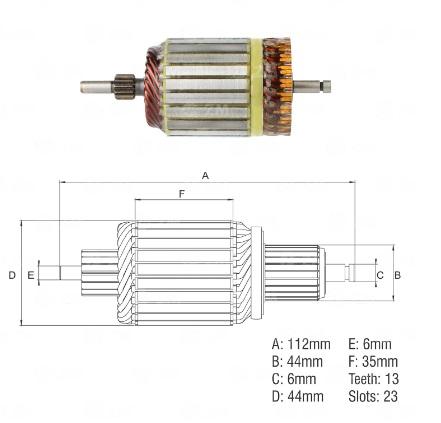 INDUZIDO 12V 1,1KW GM CORSA RENAULT 13 CLIO LAGUNA