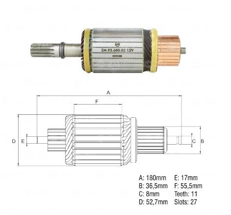 INDUZIDO 12V 2,5KW ISUZU YANMAR THERMO-KING