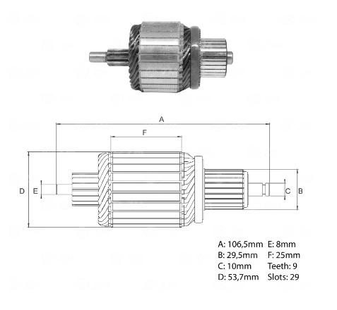 INDUZIDO 12V 1,0KW FORD F1000 MITSUBISHI PAJERO