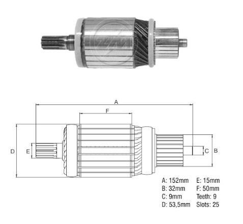 INDUZIDO 12V 2,0KW HYUNDAI GALLOPER MITSUBISHI