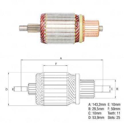 INDUZIDO 12V 1,7KW GM S10 JEEP CHEROKEE MITSUBISHI