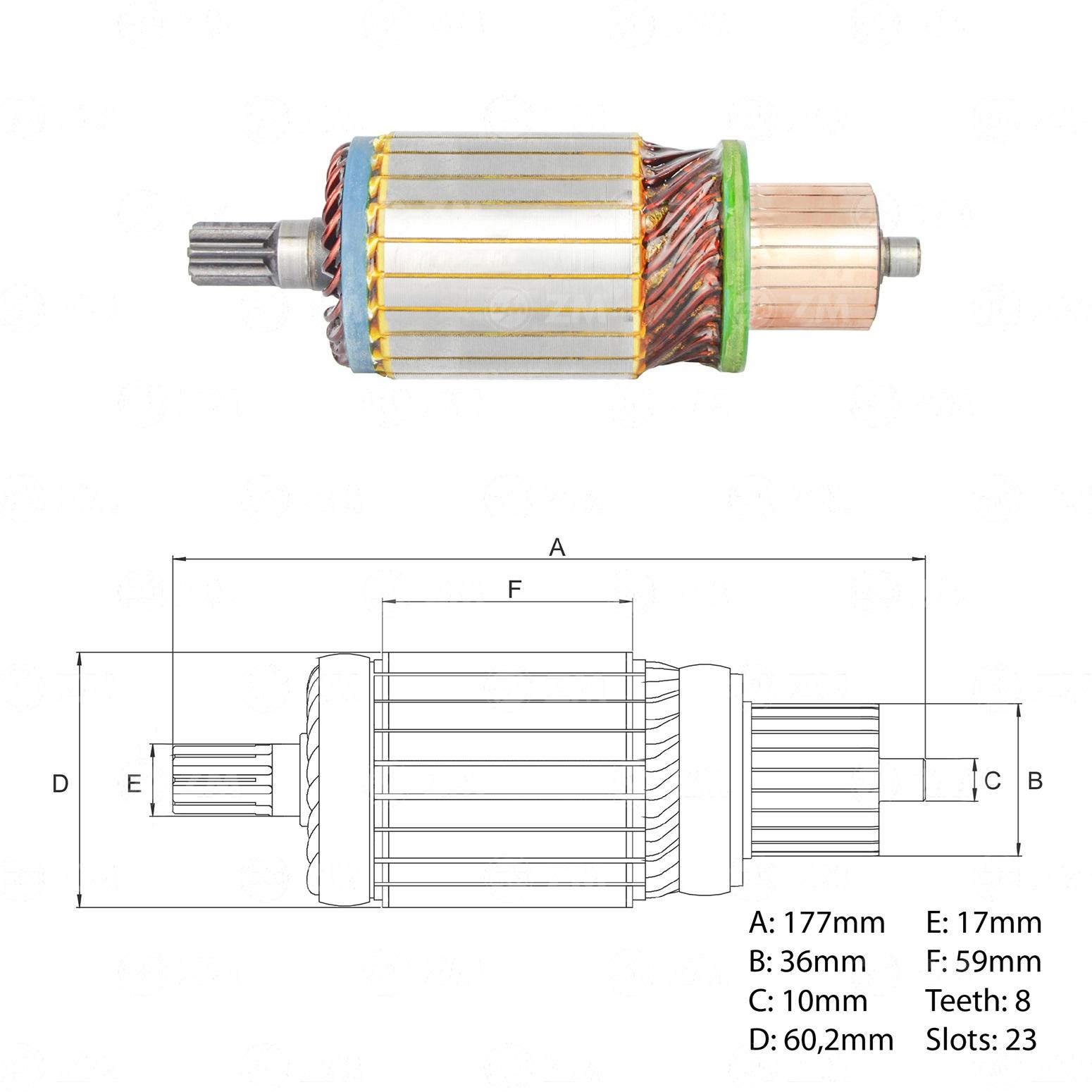 INDUZIDO 24V 3,9KW MB ATEGO OF 1721 FIAT ALLIS