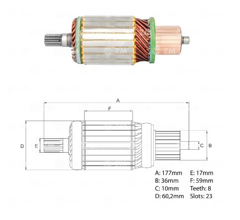 INDUZIDO 12V 2,9KW DELCO REMY MOTOR PARTIDA 28MT