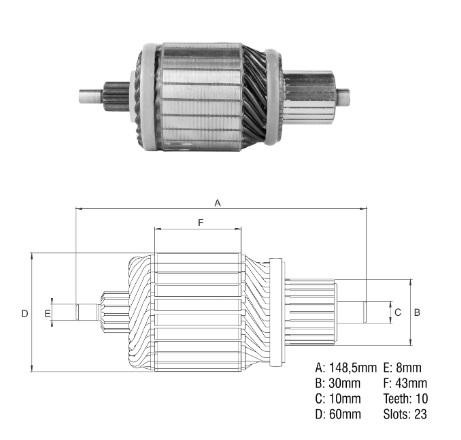 INDUZIDO 12V 3,2KW FORD TRATORES AGRÍCOLAS