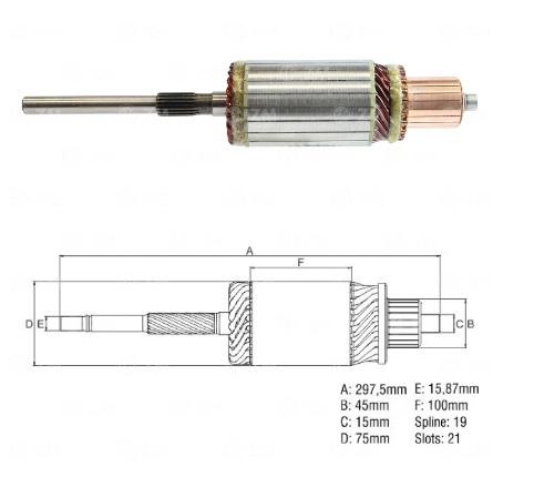 INDUZIDO 24V 6,7KW MB 1625 MOTOR DE PARTIDA JE
