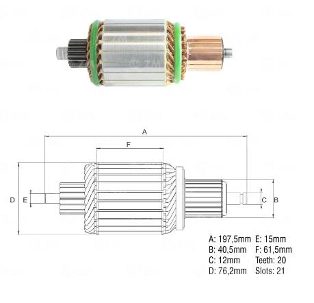 INDUZIDO 12V DELCO REMY MOTOR DE PARTIDA 39MT