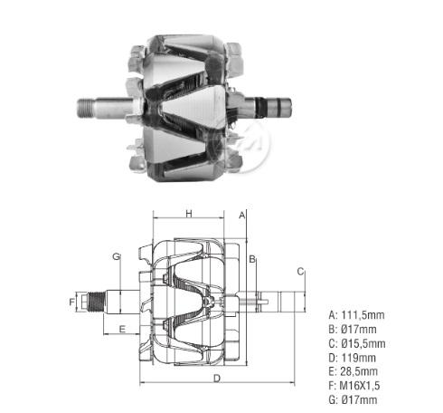 ROTOR 12V 200A E10 JOHN DEERE TRATOR 7730 7830