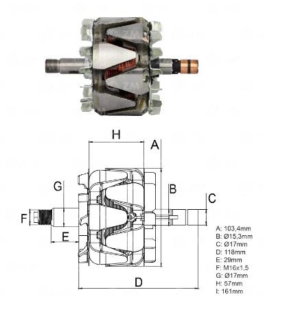 ROTOR 12V 150A E8 FIAT DUCATO