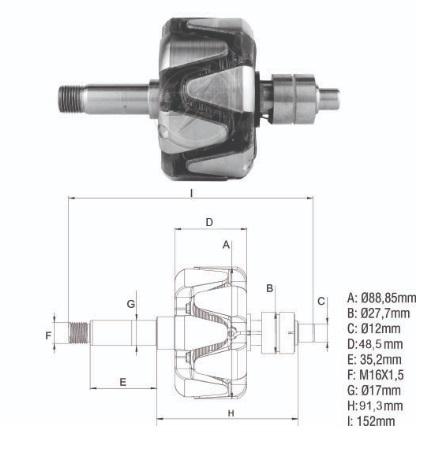 ROTOR 12V 75A K1 GM BLAZER IPANEMA RENAULT CLIO