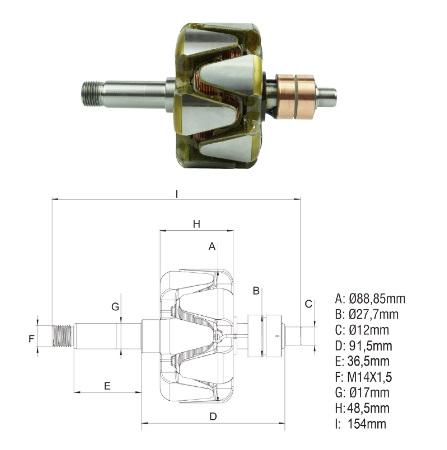 ROTOR 12V 75A K1 GM 6000 BONANZA D-20 D-40