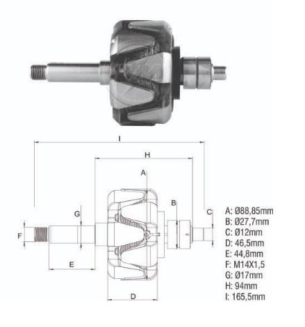 ROTOR 12V 55A K1 MASSEY FERGUSON MB 1621 1625