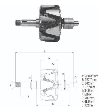 ROTOR 12V 65A K1 FORD ESCORT VW GOL GM CHEVETTE