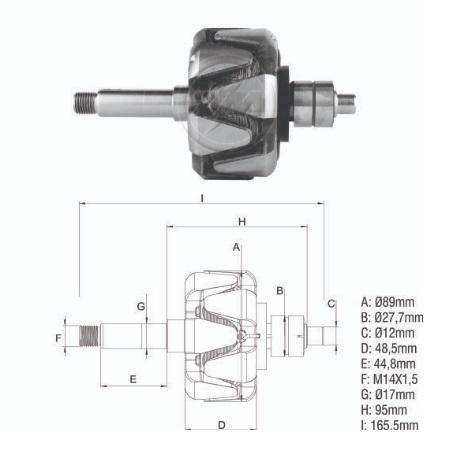 ROTOR 12V 65A K1 VW 12T SÉRIES 15.170 15.180