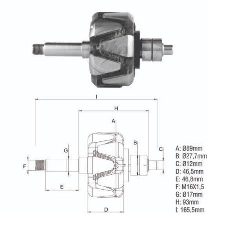 ROTOR 24V 35A K1 MB  L 1519 L1614  LS 1630 CASE