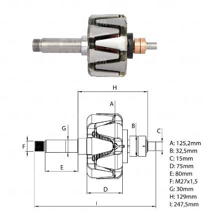ROTOR 24V 140A T1 MB 1720 1938 1944  L1620 O 500 M