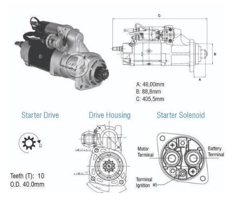 MOTOR DE PARTIDA 38MT CATERPILLAR 3126 4,6KW 12V
