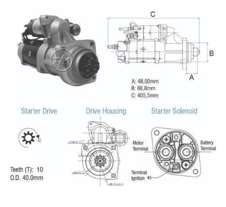 MOTOR DE PARTIDA 38MT CUMMINS FORD F650 4,6KW 12V
