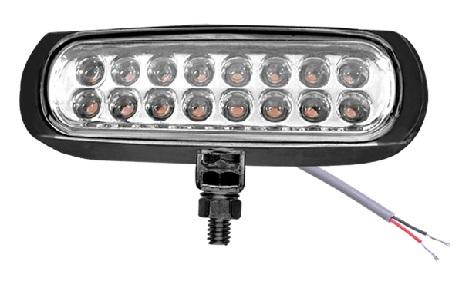 FAROL AUXILIAR RETANGULAR 16 LED SP PRETO12V 24V
