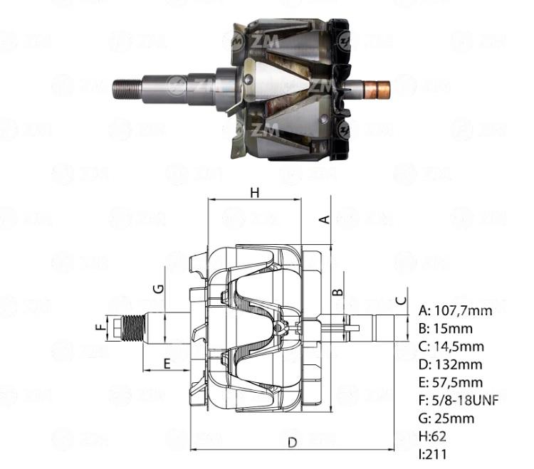 ROTOR 12V 200A CATERPILLAR CUMMINS JOHN DEERE
