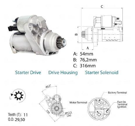 MOTOR DE PARTIDA VW FOX GOLF SAVEIRO 1,4KW 12V