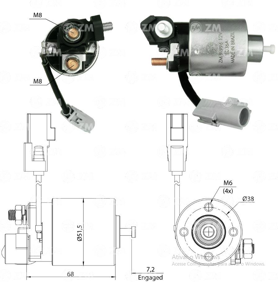 RELÉ DE PARTIDA MAZDA 2.0L 2.3L 2.5L12V