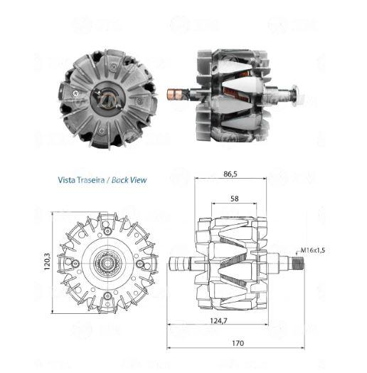 ROTOR ALTERNADOR SCANIA PGR EURO 150A 24V